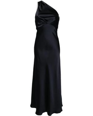 Blanca Vita One-Shoulder Satin Gown - Black