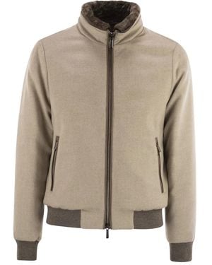 Moorer Padded Bomber Jacket - Natural