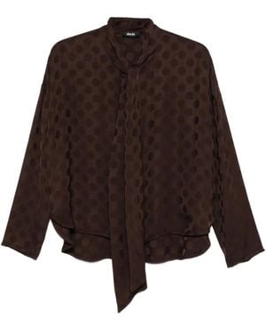 Dixie Polka-Dot Tie-Neck Blouse - Brown
