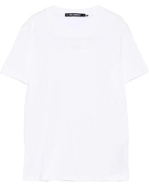 KARL LAGERFELD Embroidered-Logo T-Shirt - White