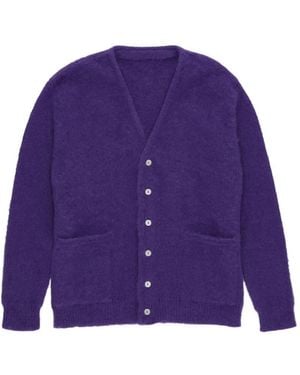 Fortela Teddy Pocket Button Cardigan - Purple