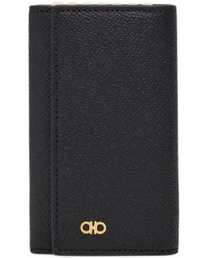 Ferragamo Gancini Grained-Leather Key Case - Black
