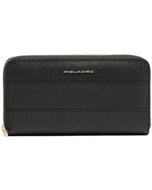Piquadro Zip-Around Leather Wallet - Black