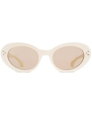 Sporty & Rich Frame N.05 Logo-Plaque Sunglasses - Natural