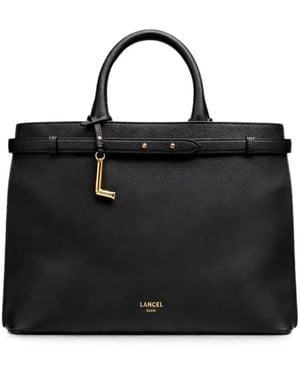 Lancel Sac Cabas Faubourg En Cuir Grainé À Breloque Logo - Black