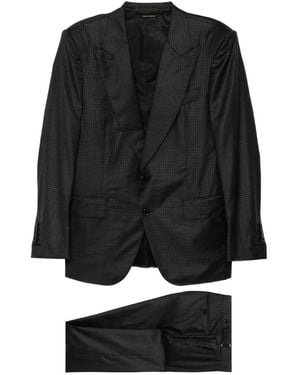 Tom Ford Checked Single-Breasted Suit - Black