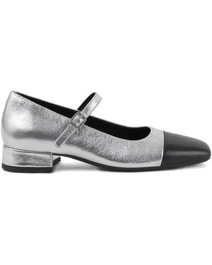 Vagabond Shoemakers 25Mm Debbi Metallic-Leather Court Shoes - Grey