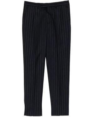 Caruso Pinstripe Pleated Trousers - Black