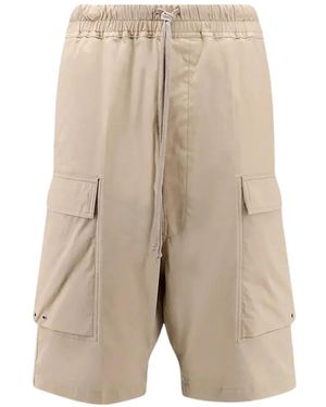 Rick Owens Cotton Cargo Bermuda Shorts - Natural