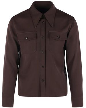 Willy Chavarria Flap-Pocket Button-Up Shirt - Brown
