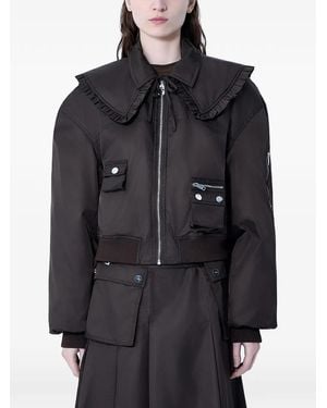 Ganni Ruffled Multiple Pockets Jacket - Black