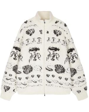 JNBY Jacquard-Knit Zip-Up Cardigan - White