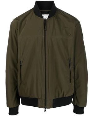 Woolrich Logo-Patch Zip-Up Bomber Jacket - Green