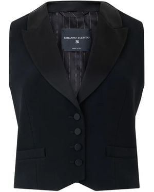 Ermanno Scervino Satin-Lapel Button-Up Waistcoat - Black