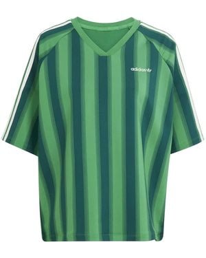 adidas Loose Linear V-Neck T-Shirt - Green