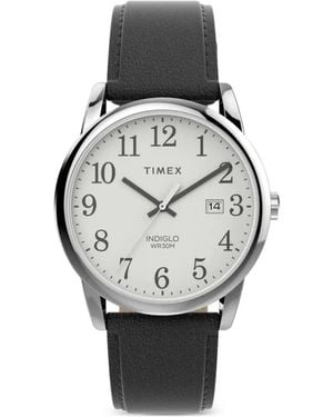 Timex Montre Easy Reader 35 Mm À Cadran Rond Et Bracelet En Cuir - Gris