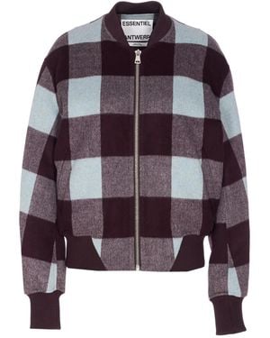 Essentiel Antwerp Check Wool Jacket - Purple
