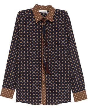 Zimmermann Geometric-Print Pussy-Bow Shirt - Blue