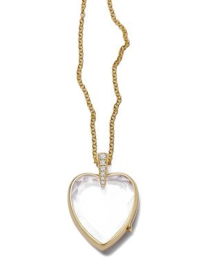Loquet London Amate Heart Locket Diamond Necklace - Metallic