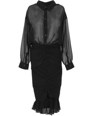 Jacquemus Gerafftes Siroco Midikleid Mit Semi-Transparentem Einsatz - Schwarz
