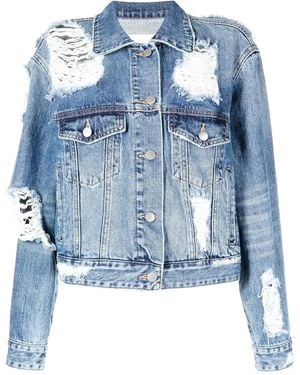 Goen.J Distressed Denim Jacket - Blue