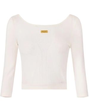 Elisabetta Franchi Logo Knitted Top in White | Lyst Canada