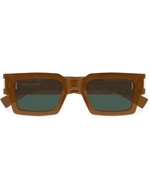 Saint Laurent Rectangle-Frame Sunglasses - Brown