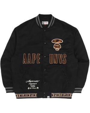 Aape By A Bathing Ape Moonface-Patch Long-Sleeve Jacket - Black