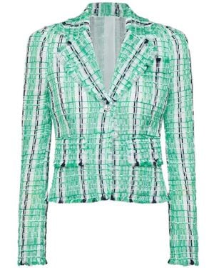 Thom Browne Striped Sheer Tweed Jacket - Blue