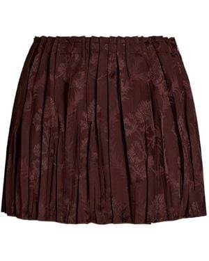 Etro Pleated Floral Skirt - Brown