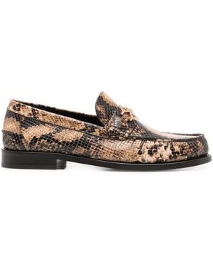 Versace Snakeskin-Effect Loafers - Brown