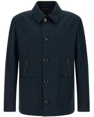 Brioni Button Leather Pocket Jacket - Blue