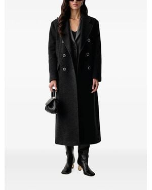 Pinko Long Double-Breasted Coat - Black