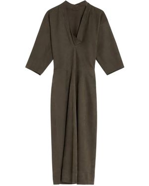Lemaire Vestido Midi Con Manga Tres Cuartos Y Cuello En V - Verde
