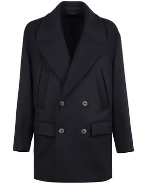 Giorgio Armani Double-Breasted Peacoat - Blue