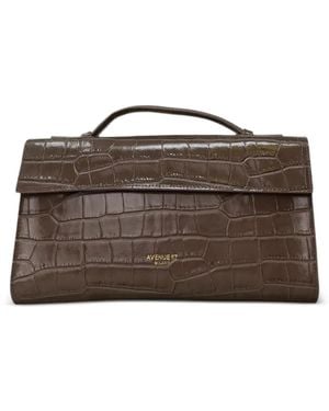 Avenue Bolso De Mano Paloma De Piel Con Efecto De Piel De Cocodrilo - Marrón