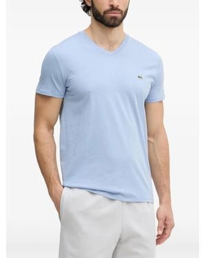 Lacoste Logo-Patch V-Neck T-Shirt - Blue