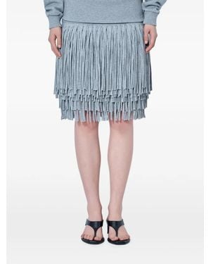 Abra Fringe-Detail Layered Skirt - Blue