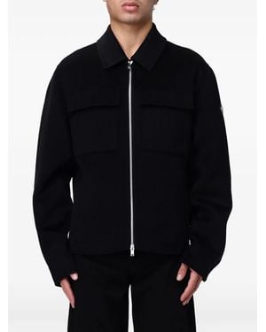 Moose Knuckles Logo-Patch Buttoned Jacket - Blue