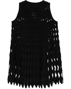 Emporio Armani Open-Knit Short Dress - Black