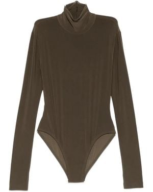 Norma Kamali Long-Sleeve High-Neck Bodysuit - Green
