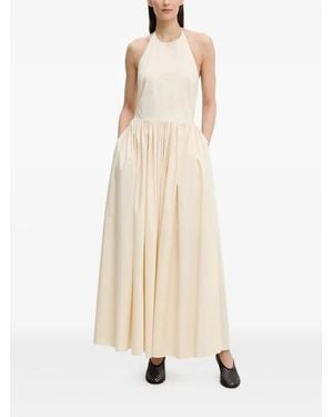 Isabelle Blanche Halter-Neck Gathered Maxi Dress - Natural