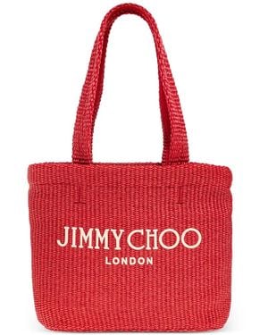 Jimmy Choo Raffia Embroidered Mini Tote Bag