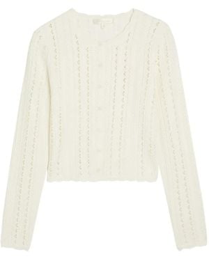 LoveShackFancy Cardigan Aus Pointelle-Strick Mit Wellensaum - Weiß