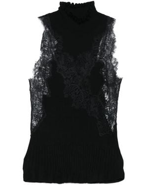 Ermanno Scervino Lace-Panel Top - Black