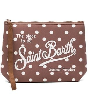 MC2 Saint Barth Aline Polka-Dot Logo-Print Clutch Bag - Pink