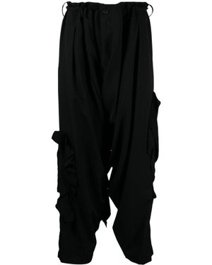 Yohji Yamamoto Wide-Leg Cotton Trousers - Black