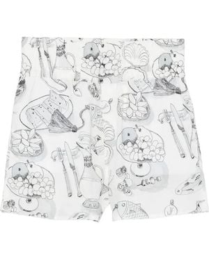 Jacquemus Graphic-Print High-Waisted Shorts - White