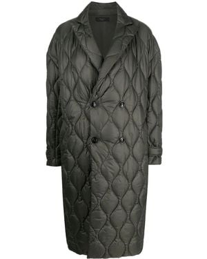 Amiri Double-Breasted Quilted Coat - Gray