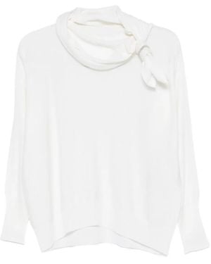 D.exterior Tie Neck Blouse - White